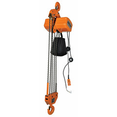 Vestil Steel Economy Chain Hoist with Chain Container 1 Phase 10000 Lb. Capacity Orange -H-10000-1
