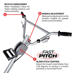Tomahawk 36" Honda Concrete Fast Pitch Power Trowel with 9HP Honda GX270 Finishing Blades Finishing Tool - Machine Horizon