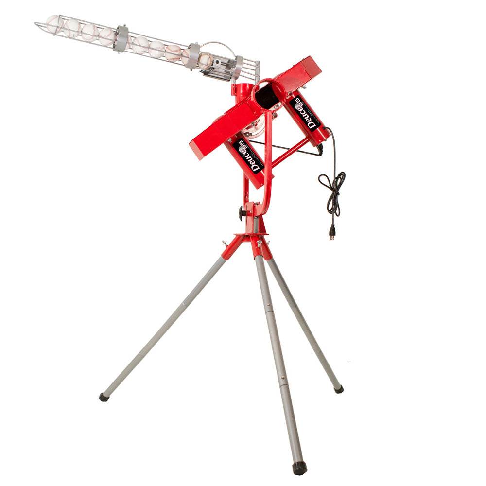 Heater Deuce Two Wheel Fastball & Curveball Baseball Pitching Machine with Automatic Ball Feeder - Machine Horizon