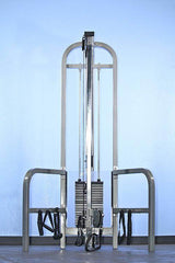 Dual Function High-Low Pulley Combo - Muscle D Fitness - Vertical Adjustable - Pin Selectorized - Handle Storage - Machine Horizon