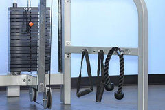 Dual Function High-Low Pulley Combo - Muscle D Fitness - Vertical Adjustable - Pin Selectorized - Handle Storage - Machine Horizon