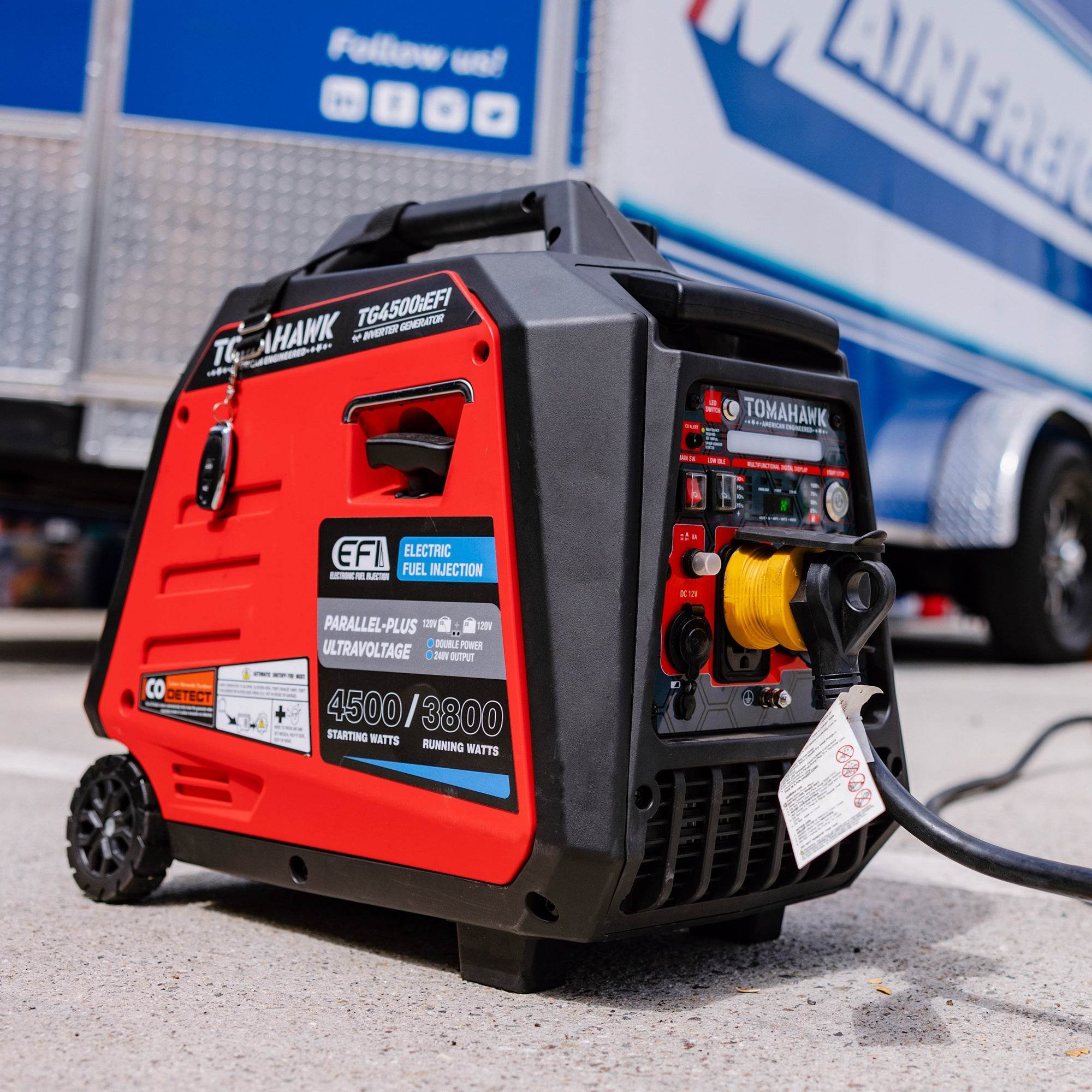 Tomahawk 4500 Watt Inverter Generator Electronic Fuel Injection EFI Super Quiet Portable Gas Power Professional Use - Machine Horizon Tomahawk 4500 Watt Inverter Generator Electronic Fuel Injection EFI Super Quiet Portable Gas Power Professional Use - Machine Horizon