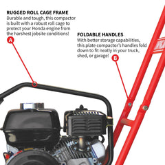Tomahawk 5.5 HP Honda Vibratory Plate Compactor for Soil Compaction Tamper 3 Year Warranty - Machine Horizon