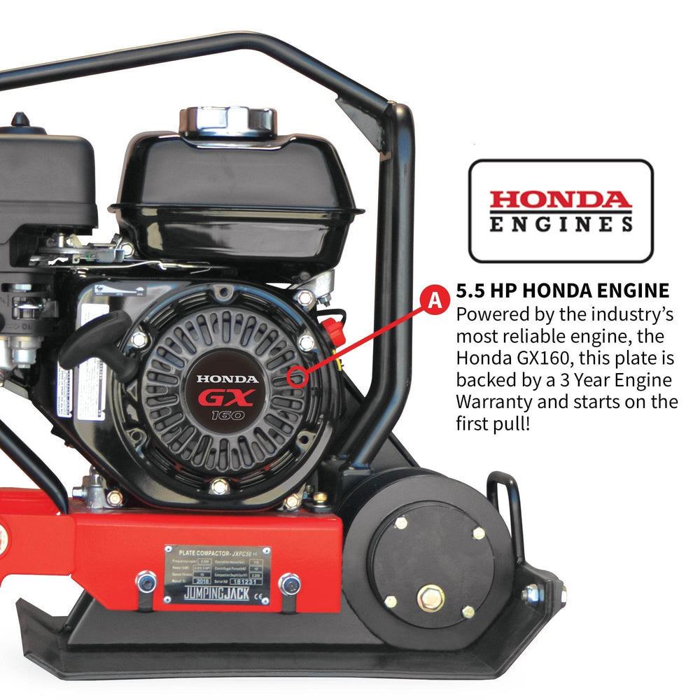 Tomahawk 5.5 HP Honda Vibratory Plate Compactor for Soil Compaction Tamper 3 Year Warranty - Machine Horizon