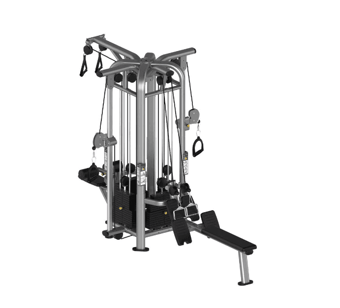 4 Stack Megatron Deluxe Jungle Gym - Muscle D Fitness - Commercial Lat Pull, Low Row, Adj. Hi/Low Pulleys - Machine Horizon