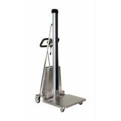 Vestil Stainless Steel DC Powered Work Position 34 In. x 24-1/2 In. x 71 In. 330 Lb. Capacity Silver-MWP-330-DC-SS