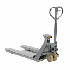 Vestil Stainless Steel Low Profile Pallet Truck with Scale 61-43/64 In. x 27 In. x 48-5/8 In. 5000 Lb. Capacity Silver-PM-2748-SCL-LP-SS