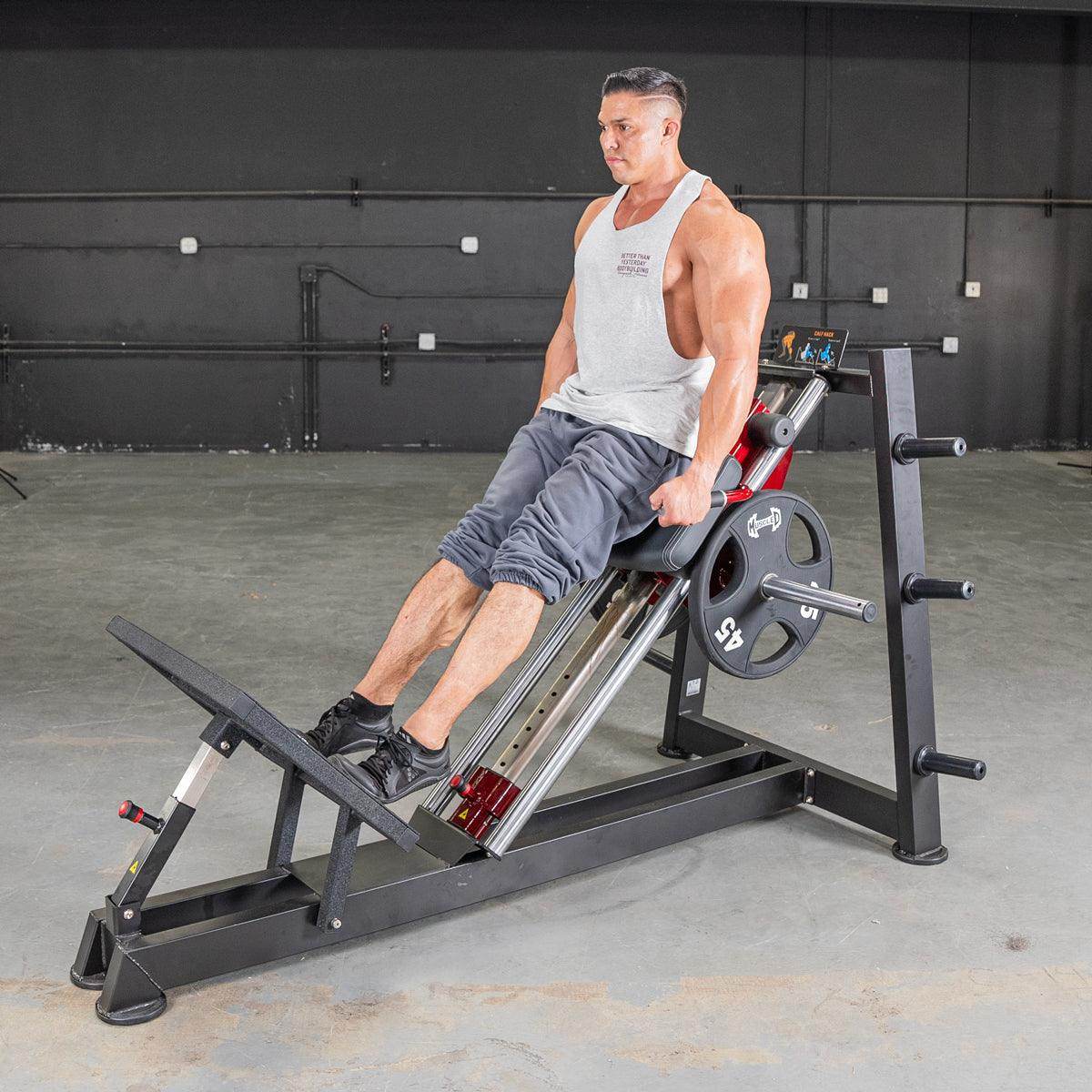 Power Leverage V2 Hack Squat / Calf Raise - Muscle D Fitness - Machine Horizon Power Leverage V2 Hack Squat / Calf Raise - Muscle D Fitness - Machine Horizon