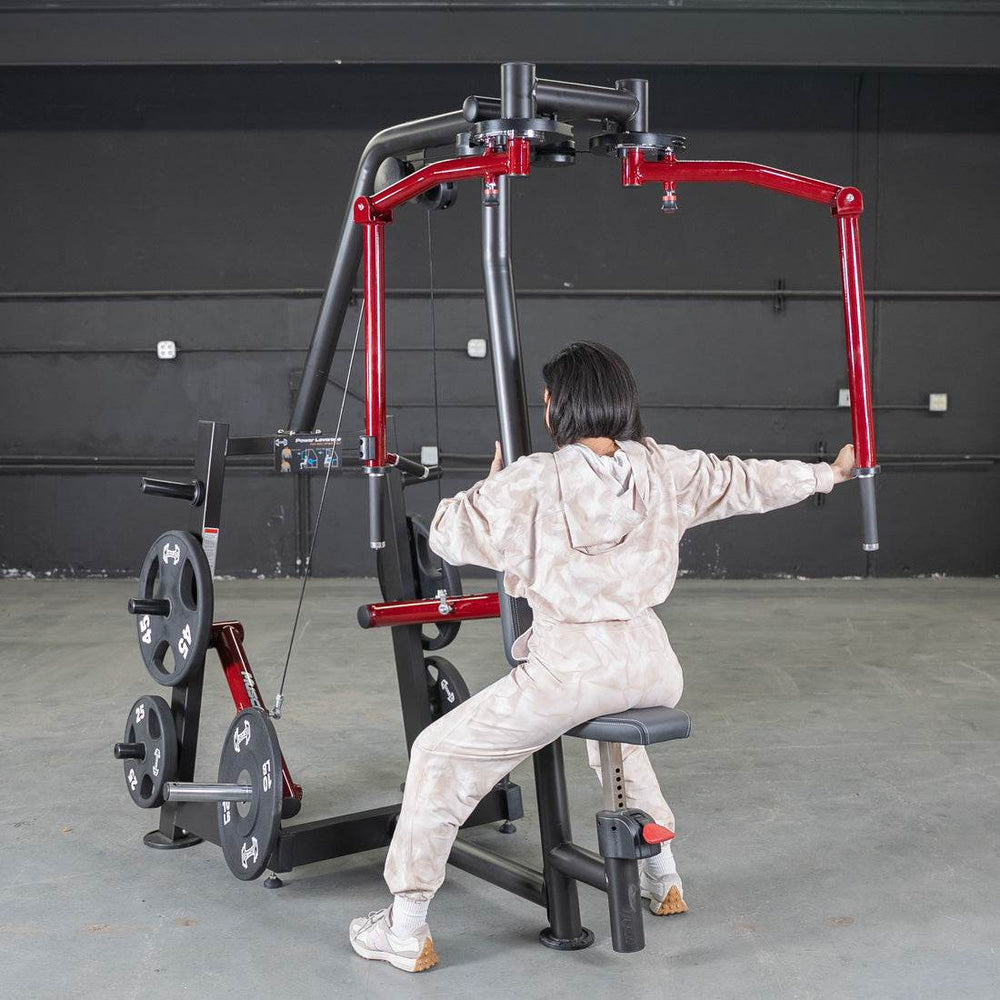Power Leverage V2 Seated Pec Fly / Rear Delt Combo - Plate Loaded - Weight Storage Included - Machine Horizon