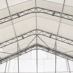 TMG Heavy Series 50' x 40' Fully Enclosed Dual Truss Container Shelter with Heavy Duty 32 oz PVC Cover, Front Wall and Back Wall, TMG-DT5040CG