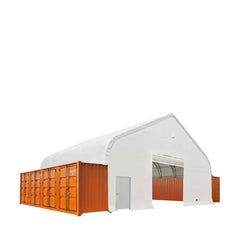 TMG Heavy Series 50' x 40' Fully Enclosed Dual Truss Container Shelter with Heavy Duty 32 oz PVC Cover, Front Wall and Back Wall, TMG-DT5040CG