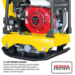 Tomahawk 5.5 HP Honda Reverse Plate Compactor 19x14 Plate for Asphalt, Aggregate, Cohesive Soil Compaction - Machine Horizon