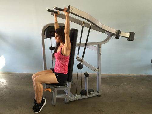 Classic Shoulder Press - Muscle D Fitness - Adjustable Seat - Pin Selectorized Weight Stack - Machine Horizon