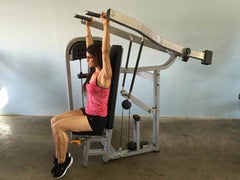 Classic Shoulder Press - Muscle D Fitness - Adjustable Seat - Pin Selectorized Weight Stack - Machine Horizon