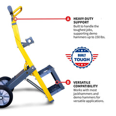 Tomahawk Demo Hammer Trolley – Heavy-Duty Universal Jackhammer Support Anti-Vibration Ergonomic Design for Effortless Demolition - Machine Horizon