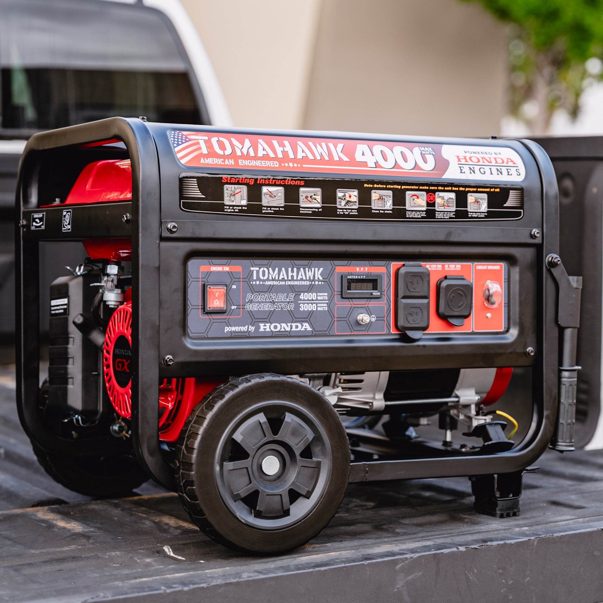 Tomahawk 4000 Watt Honda Powered Generator Portable Gas Power Professional Use - Machine Horizon Tomahawk 4000 Watt Honda Powered Generator Portable Gas Power Professional Use - Machine Horizon