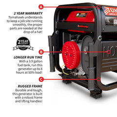 Tomahawk 4000 Watt Honda Powered Generator Portable Gas Power Professional Use - Machine Horizon