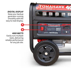 Tomahawk 4000 Watt Honda Powered Generator Portable Gas Power Professional Use - Machine Horizon