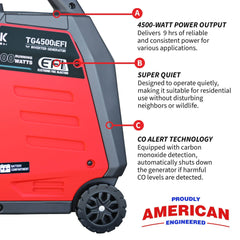 Tomahawk 4500 Watt Inverter Generator Electronic Fuel Injection EFI Super Quiet Portable Gas Power Professional Use - Machine Horizon