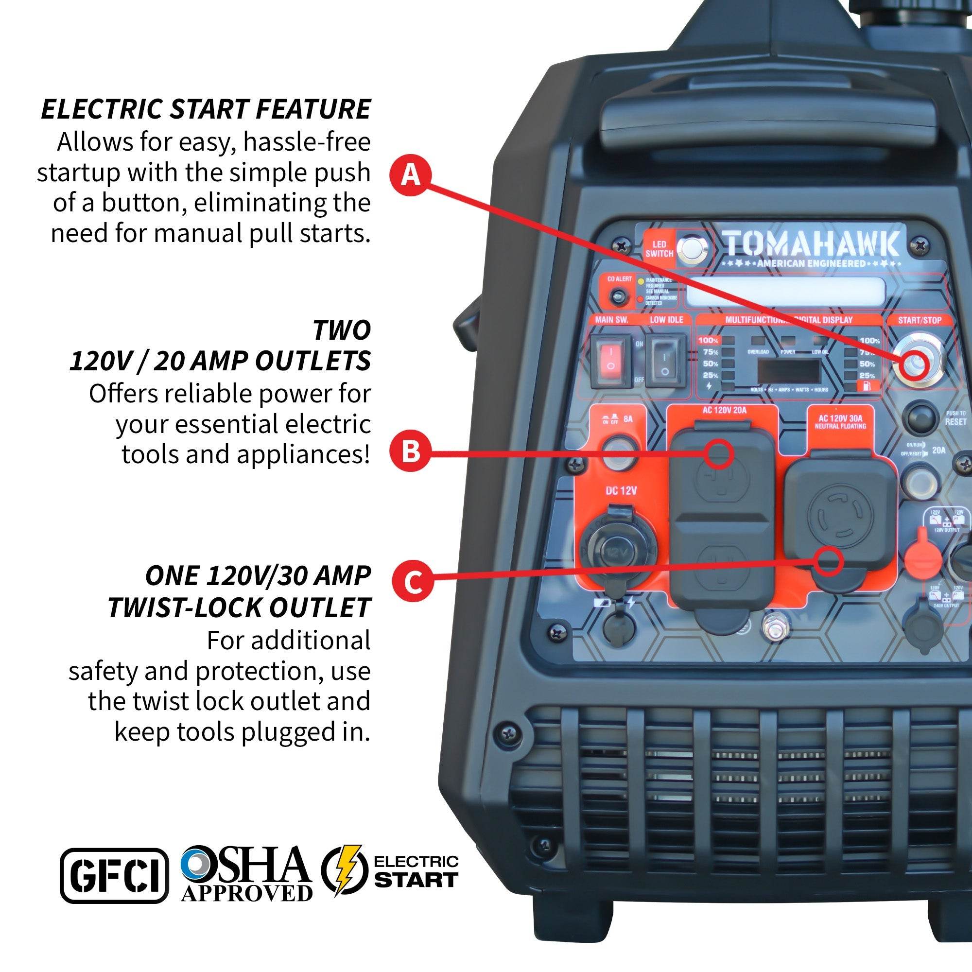 Tomahawk 4500 Watt Inverter Generator Electronic Fuel Injection EFI Super Quiet Portable Gas Power Professional Use - Machine Horizon Tomahawk 4500 Watt Inverter Generator Electronic Fuel Injection EFI Super Quiet Portable Gas Power Professional Use - Machine Horizon