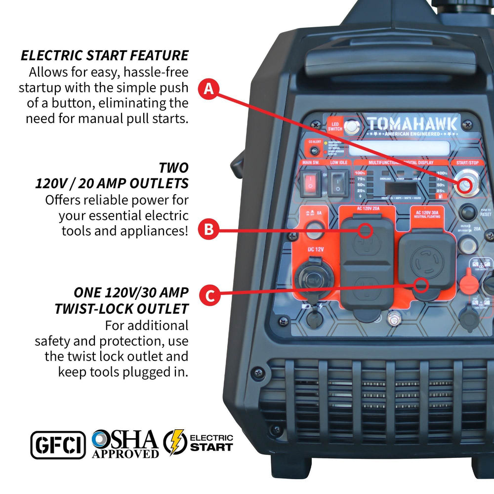 Tomahawk 4500 Watt Inverter Generator Electronic Fuel Injection EFI Super Quiet Portable Gas Power Professional Use - Machine Horizon