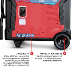 Tomahawk 10,500 Watt Inverter Generator Electric Start Super Quiet Portable Gas Power Professional Use - Machine Horizon