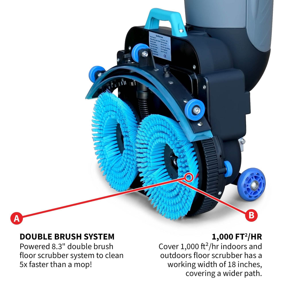 Tomahawk Electric Floor Scrubber Cleaner with 18” Power Mop Brushes Cordless 36V Battery Powered - Machine Horizon