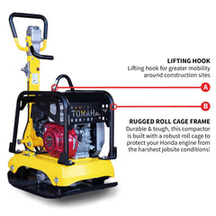 Tomahawk 6.5 HP Honda Reverse Hydraulic Plate Compactor for Soil, Aggregate, Cohesive Compaction - Machine Horizon