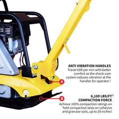 Tomahawk 6.5 HP Honda Reverse Hydraulic Plate Compactor for Soil, Aggregate, Cohesive Compaction - Machine Horizon