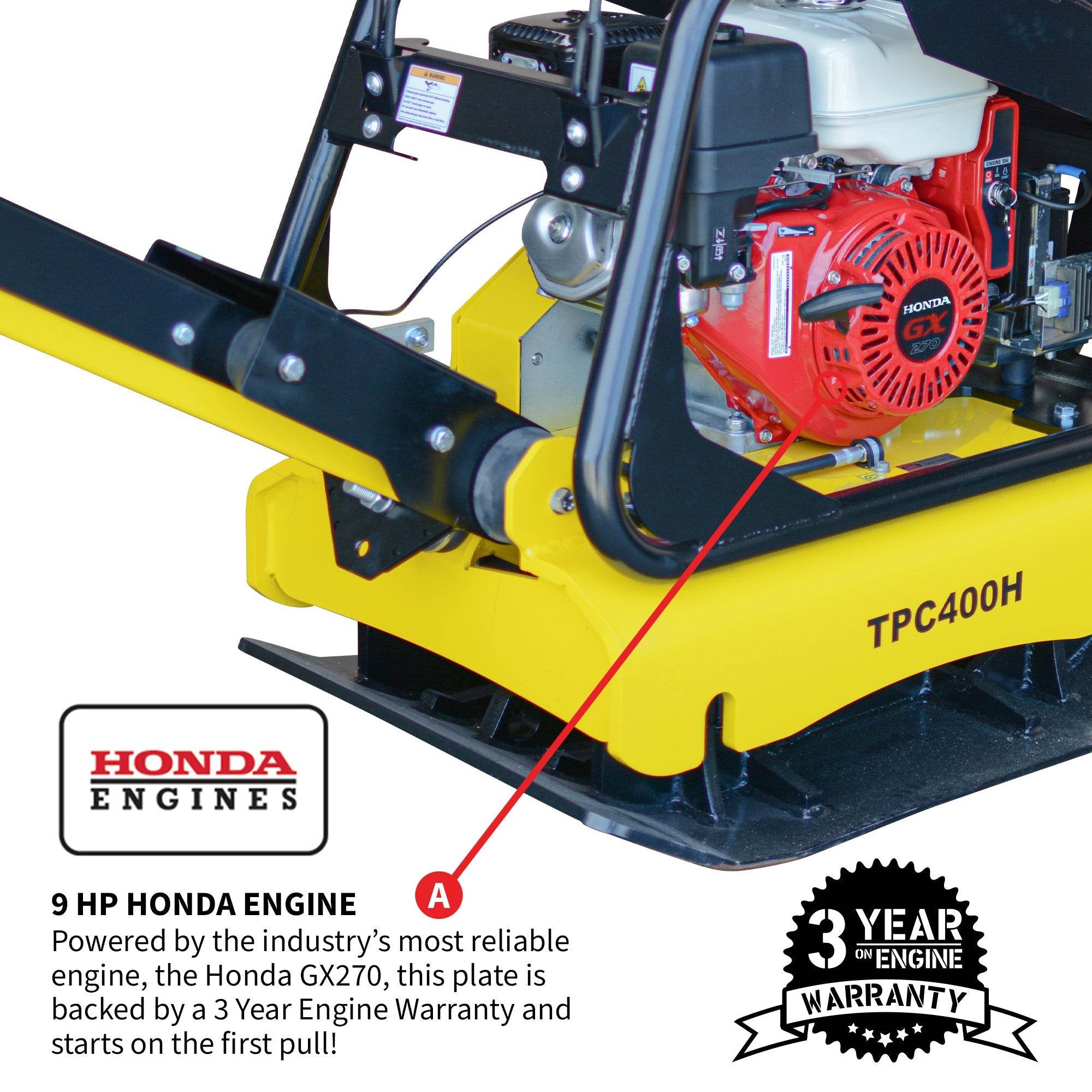Tomahawk 9HP Reverse Plate Compactor Honda GX270 Electric Start 11,690 lbs/ft² for Granular Cohesive Soil Compaction - Machine Horizon Tomahawk 9HP Reverse Plate Compactor Honda GX270 Electric Start 11,690 lbs/ft² for Granular Cohesive Soil Compaction - Machine Horizon