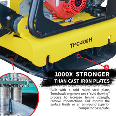 Tomahawk 9HP Reverse Plate Compactor Honda GX270 Electric Start 11,690 lbs/ft² for Granular Cohesive Soil Compaction - Machine Horizon