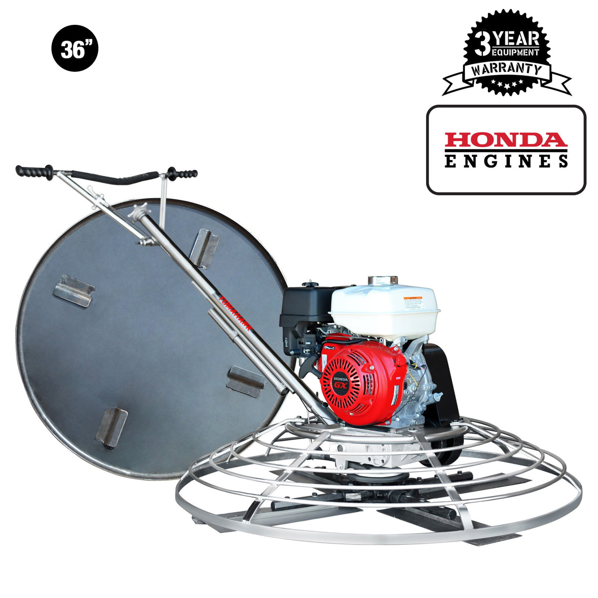 Tomahawk 36" Concrete Power Trowel 5.5HP Honda with Float Pan Cement Finishing Tool - Machine Horizon