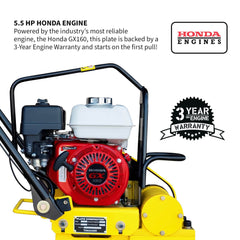 Tomahawk 5.5 HP Honda Paver Roller Compactor 17x12 for Pavers, Bricks, Stone, Sand Compaction - Machine Horizon