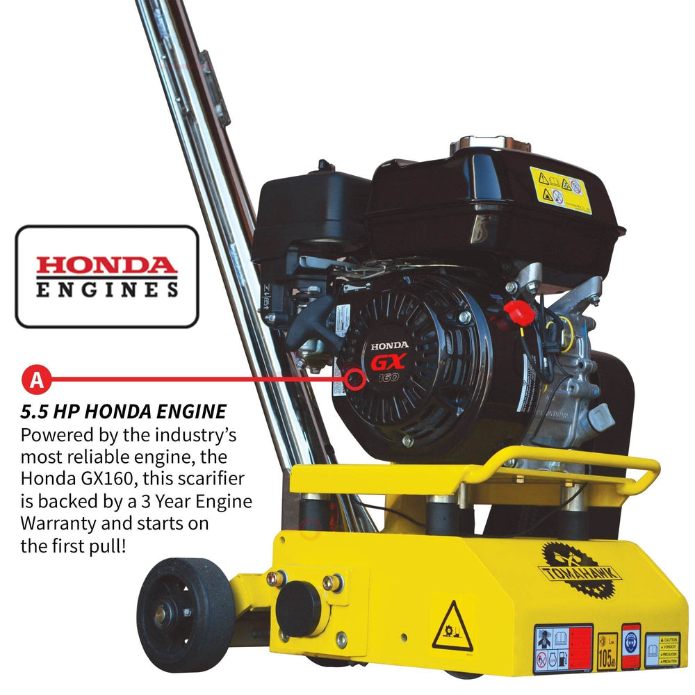 Tomahawk 8” Gas Concrete Scarifier Planer Grinder with 5.5 HP Honda Engine & Drum - Machine Horizon