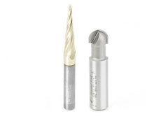 Axiom 2-Pc Pro Carving CNC Bit Set, ZrN Coated Tapered Ball Nose, 1/4 in Shank ABS303