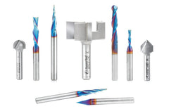 Axiom 9-Pc Master CNC Router Bit Set, Spektra Coated, 1/4 in Shank ABS901
