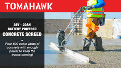 Tomahawk Battery Powered Vibrating Concrete Power Screed 36V/5Ah Float Finishing Tool (Choose 4ft, 6ft, 8ft, 10ft, 12ft, 14ft) - Machine Horizon