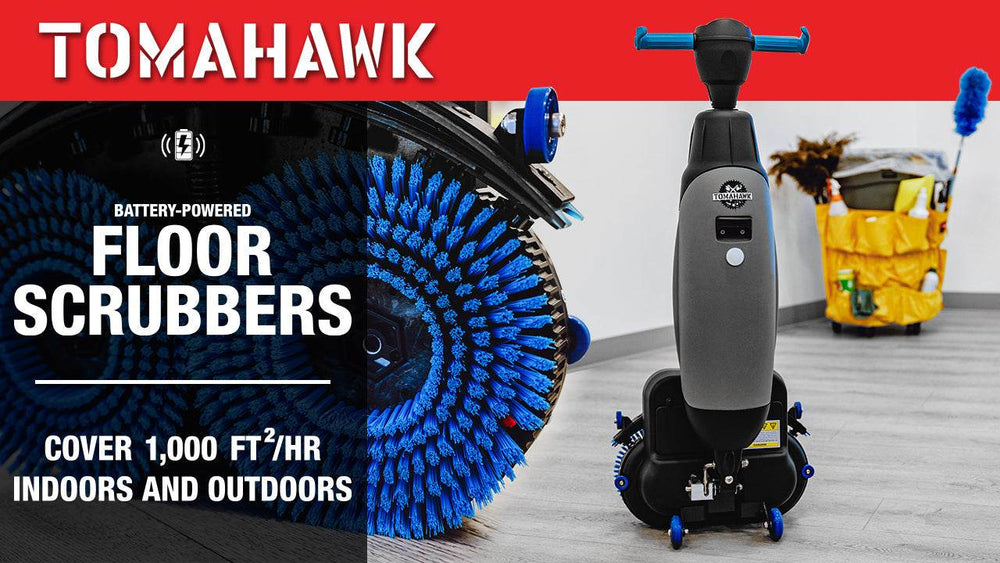 Tomahawk Electric Floor Scrubber Cleaner with 18” Power Mop Brushes Cordless 36V Battery Powered - Machine Horizon