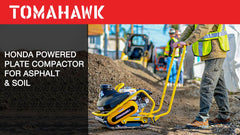 Tomahawk 5.5 HP Honda Vibratory Plate Compactor for Asphalt Aggregate Soil Compaction - Machine Horizon