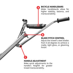 Tomahawk 36" Concrete Power Trowel 6HP Kohler Float Pan Screed Edge Cement Finishing Tool - Machine Horizon
