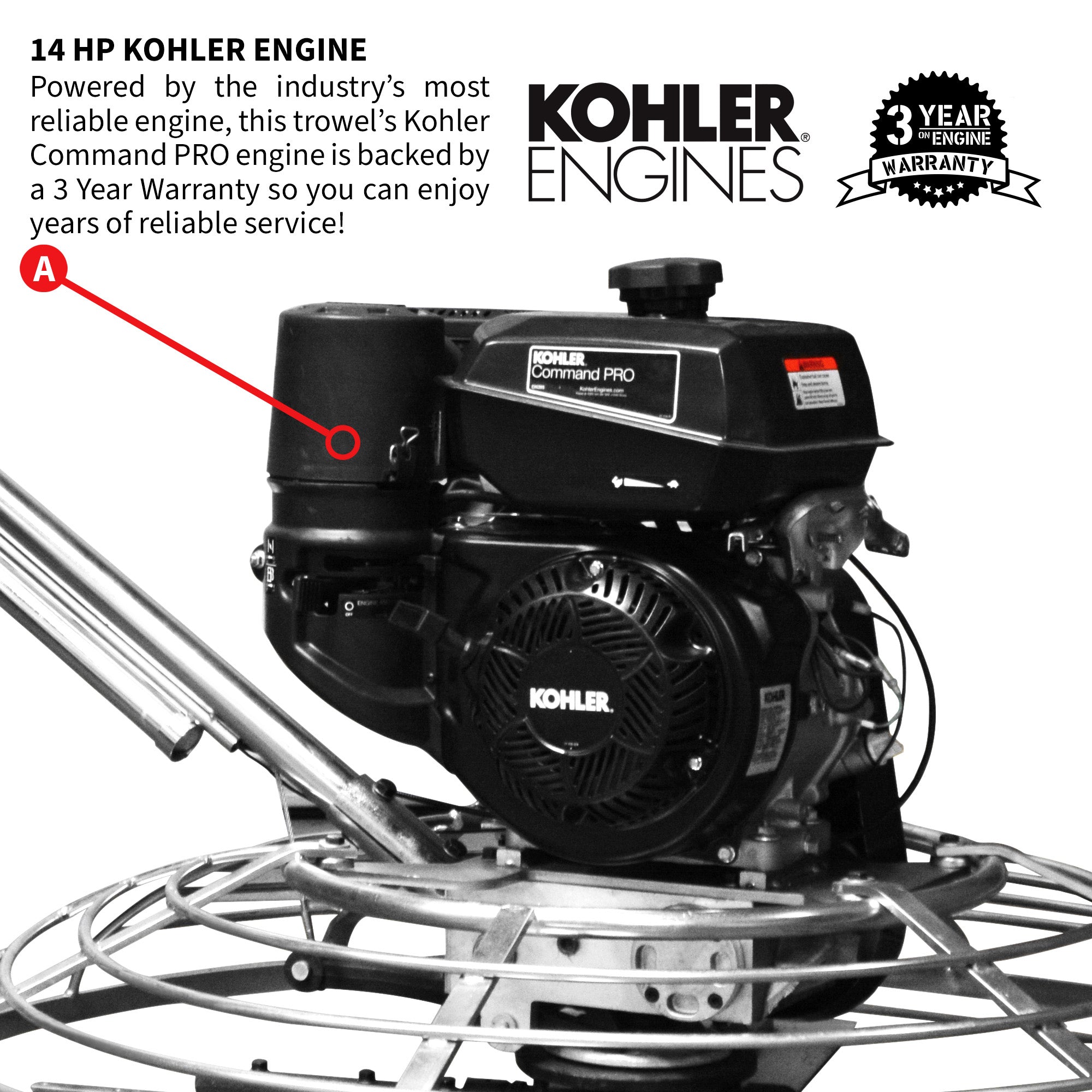Tomahawk 46" Concrete Power Trowel 14HP Kohler Float Pan Screed Edge Cement Finishing Tool - Machine Horizon Tomahawk 46" Concrete Power Trowel 14HP Kohler Float Pan Screed Edge Cement Finishing Tool - Machine Horizon