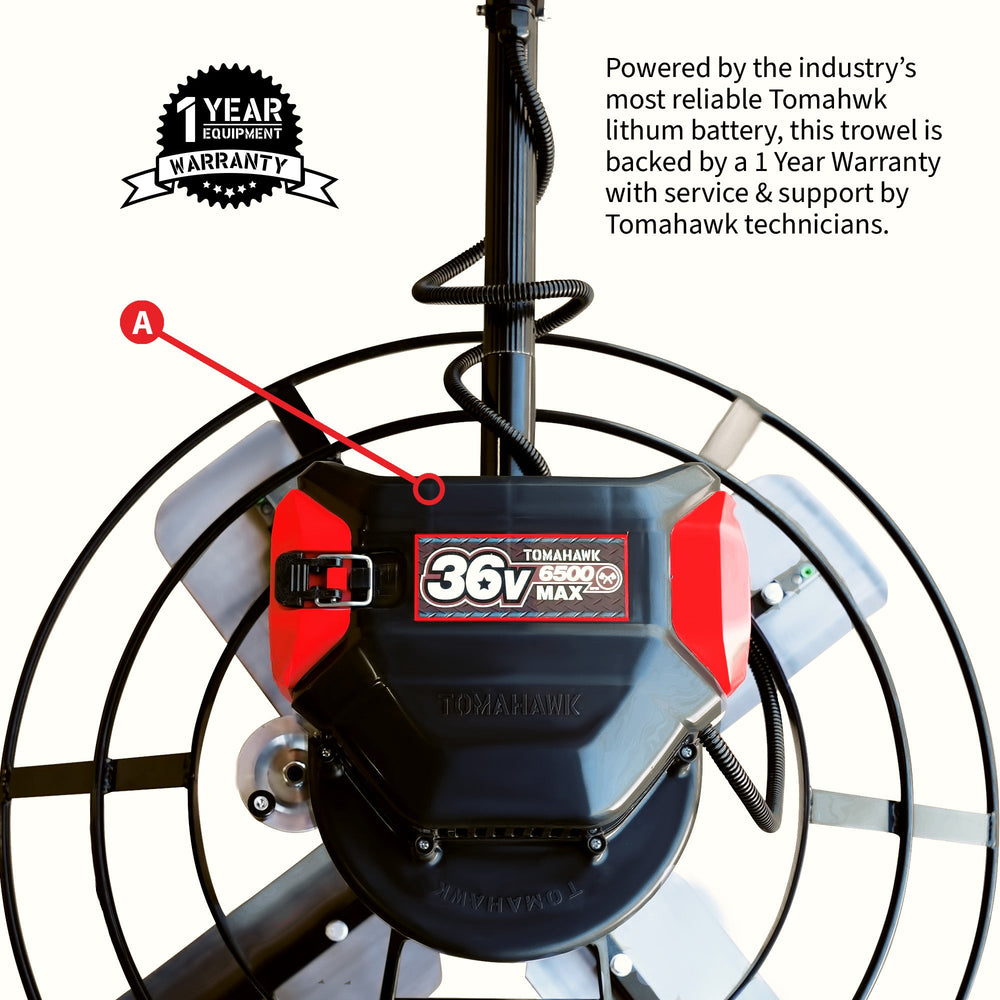 30" Battery-Powered Portable Power Trowel with 18ft Bull Float Handle - Machine Horizon