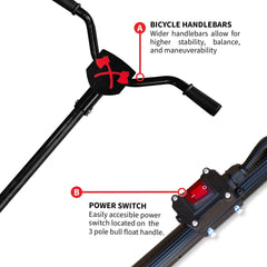 30" Battery-Powered Portable Power Trowel with 18ft Bull Float Handle - Machine Horizon