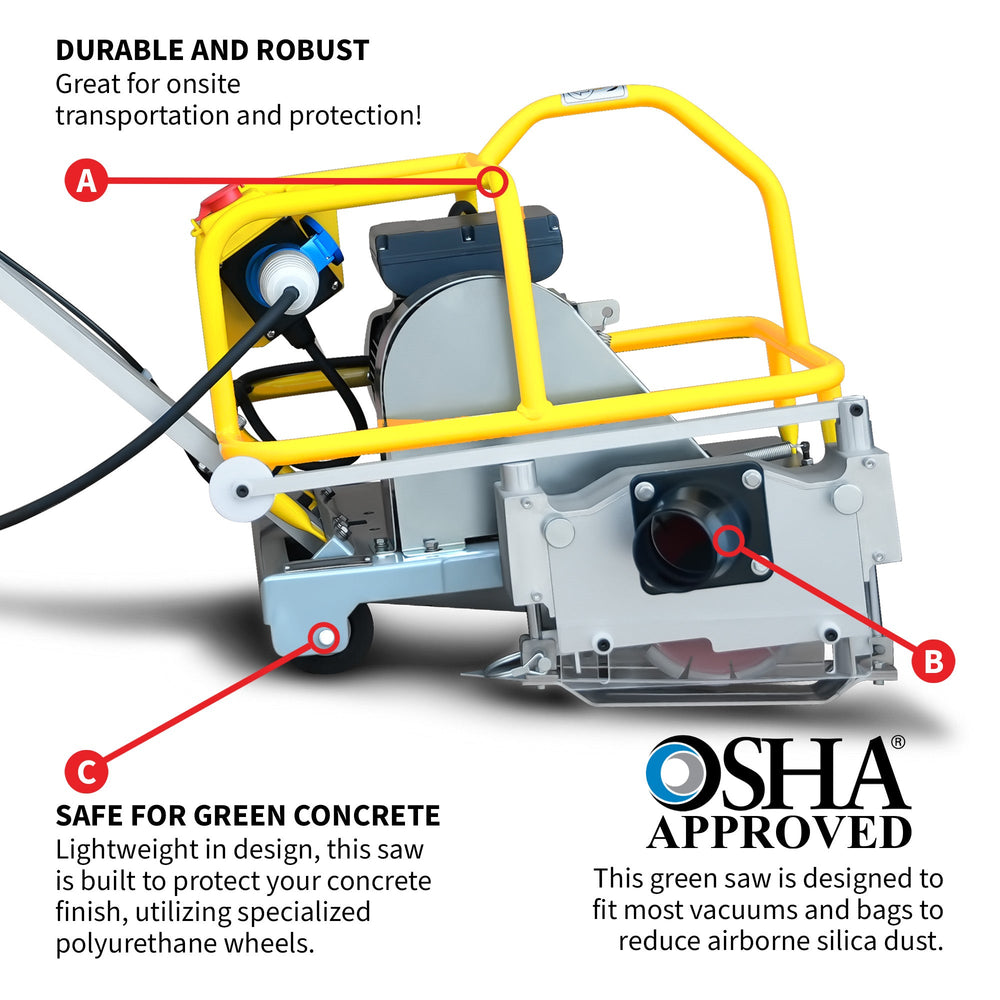 Tomahawk 6" Electric Early Entry Green Concrete Saw with 110V Motor - Machine Horizon