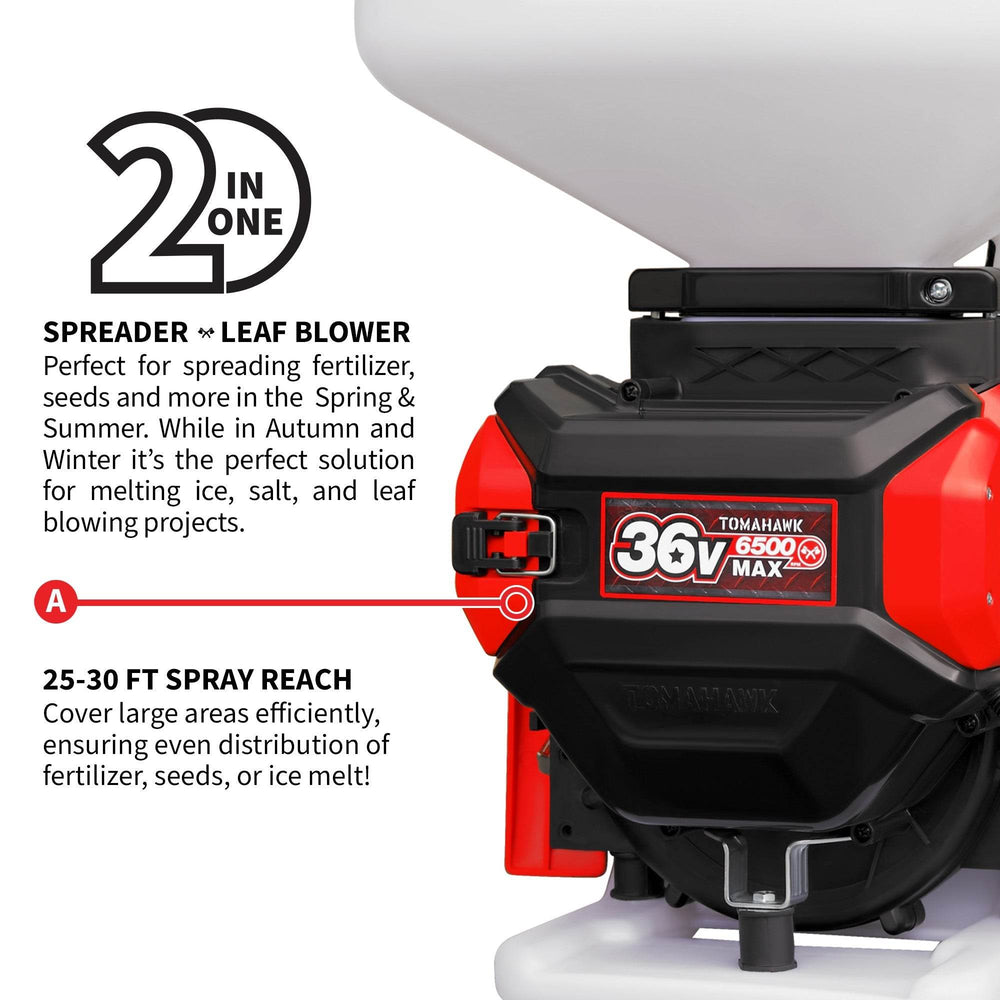 Tomahawk 5 Gal Battery-Powered Fertilizer Spreader Broadcast Lawn Seed Ice Melt Salt - Machine Horizon