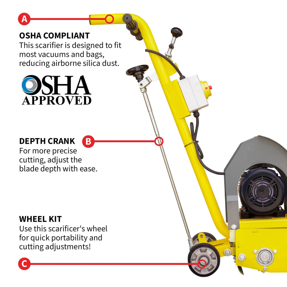 Tomahawk Electric 8” Concrete Scarifier Planer Grinder for Sidewalk Trip Hazard Repair, Traffic Line Removal - Machine Horizon