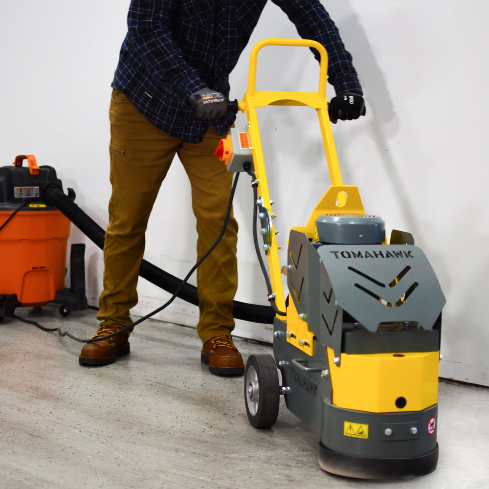 Tomahawk 10" Electric Concrete Floor Grinder 1.5HP Motor for Smoothing, Floor Prep, Coatings - Machine Horizon