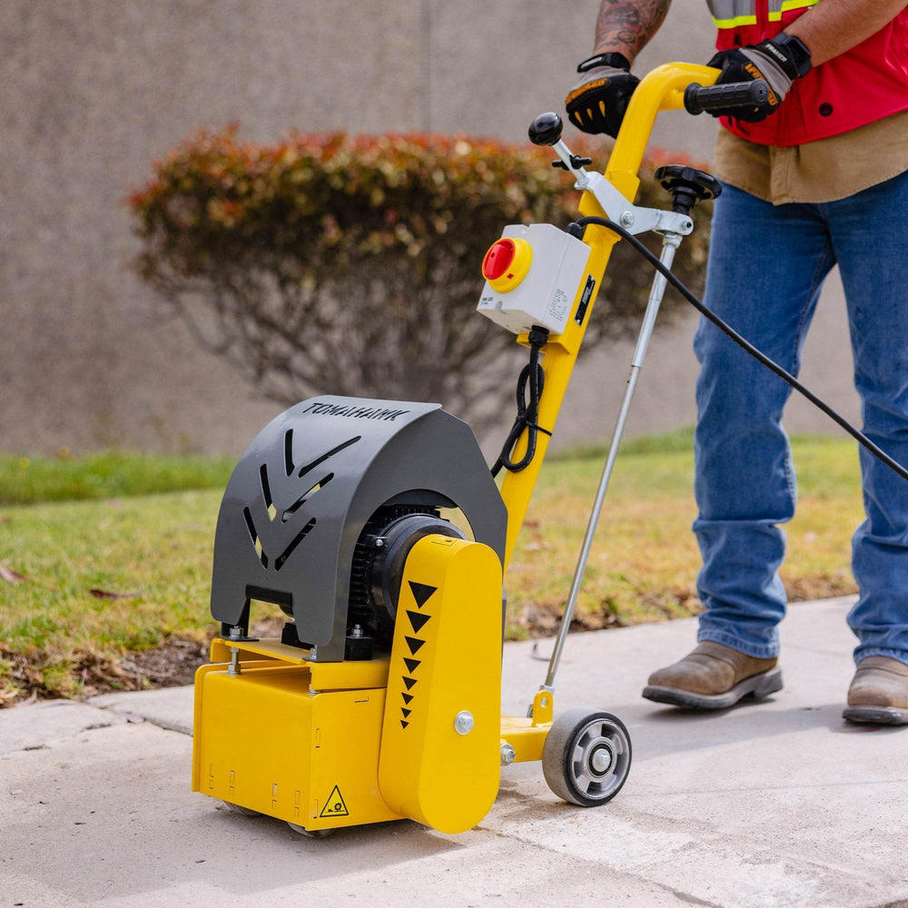 Tomahawk Electric 8” Concrete Scarifier Planer Grinder for Sidewalk Trip Hazard Repair, Traffic Line Removal - Machine Horizon