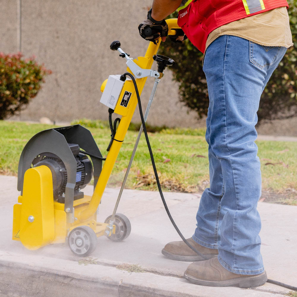 Tomahawk Electric 8” Concrete Scarifier Planer Grinder for Sidewalk Trip Hazard Repair, Traffic Line Removal - Machine Horizon