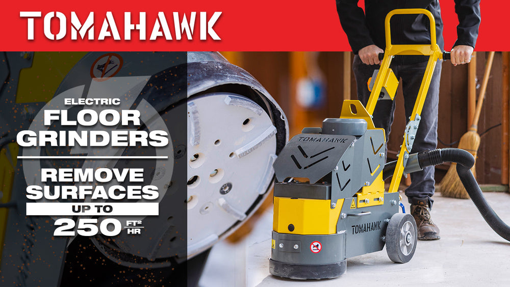 Tomahawk 10" Electric Concrete Floor Grinder 1.5HP Motor for Smoothing, Floor Prep, Coatings - Machine Horizon